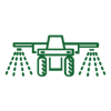 Tractor and sprayer spraying liquid icon