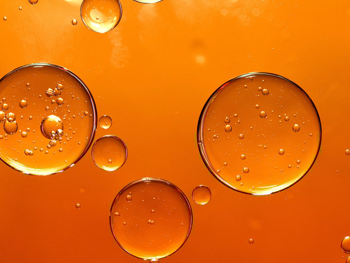 Orange oil bubbles