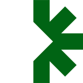 A green astrisk with a white arrow coming in from the left side, overlapping the astrisk pointing right.